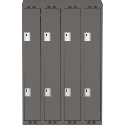 Clean Line Lockers, 2 -tier, Bank of 4, 48" x 18" x 78", Steel, Charcoal, Rivet (Assembled) WestPier