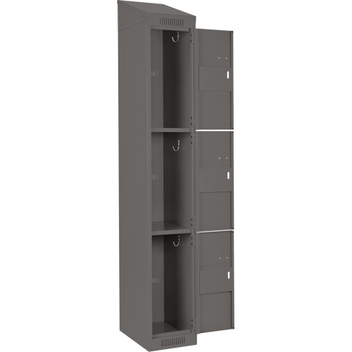 Clean Line Lockers, 3 -tier, Bank of 4, 48" x 18" x 78", Steel, Charcoal, Rivet (Assembled) WestPier
