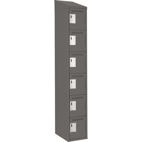 Clean Line Lockerette, 6 -tier, 12" x 18" x 78", Steel, Charcoal, Rivet (Assembled) WestPier