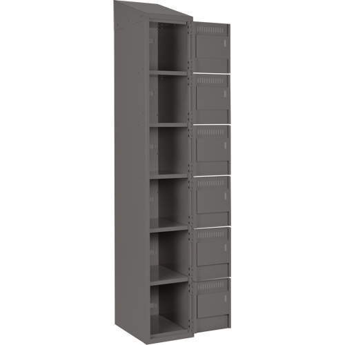 Clean Line Lockerette, 6 -tier, Bank of 4, 48" x 18" x 78", Steel, Charcoal, Rivet (Assembled) WestPier