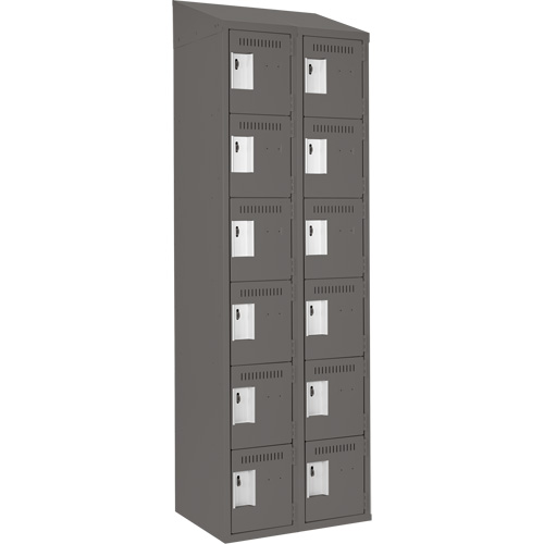 Clean Line Lockerette, 6 -tier, Bank of 2, 24" x 18" x 78", Steel, Charcoal, Rivet (Assembled) WestPier