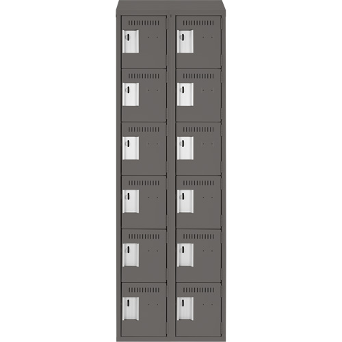 Clean Line Lockerette, 6 -tier, Bank of 2, 24" x 18" x 78", Steel, Charcoal, Rivet (Assembled) WestPier