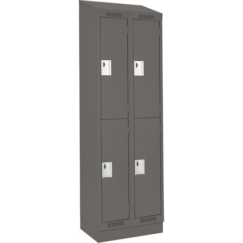 Clean Line Lockers, 2 -tier, Bank of 2, 24" x 18" x 82", Steel, Charcoal, Rivet (Assembled) WestPier