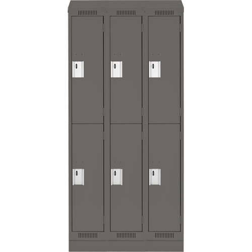 Clean Line Lockers, 2 -tier, Bank of 3, 36" x 18" x 82", Steel, Charcoal, Rivet (Assembled) WestPier