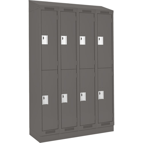 Clean Line Lockers, 2 -tier, Bank of 4, 48" x 18" x 82", Steel, Charcoal, Rivet (Assembled) WestPier