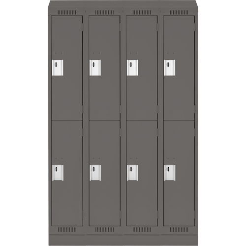 Clean Line Lockers, 2 -tier, Bank of 4, 48" x 18" x 82", Steel, Charcoal, Rivet (Assembled) WestPier
