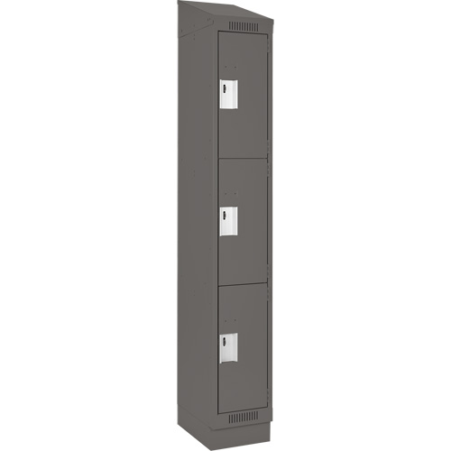 Clean Line Lockers, 3 -tier, 12" x 18" x 82", Steel, Charcoal, Rivet (Assembled) WestPier
