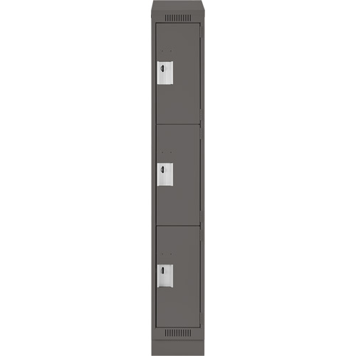Clean Line Lockers, 3 -tier, 12" x 18" x 82", Steel, Charcoal, Rivet (Assembled) WestPier