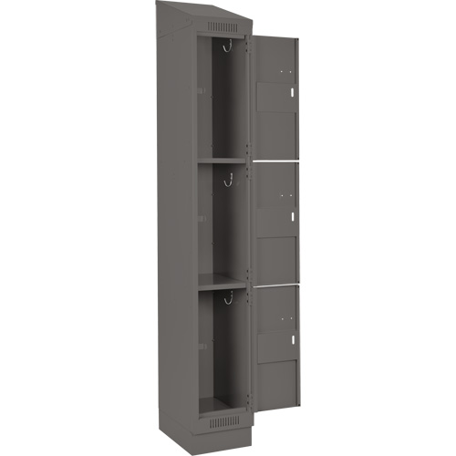 Clean Line Lockers, 3 -tier, Bank of 4, 48" x 18" x 82", Steel, Charcoal, Rivet (Assembled) WestPier