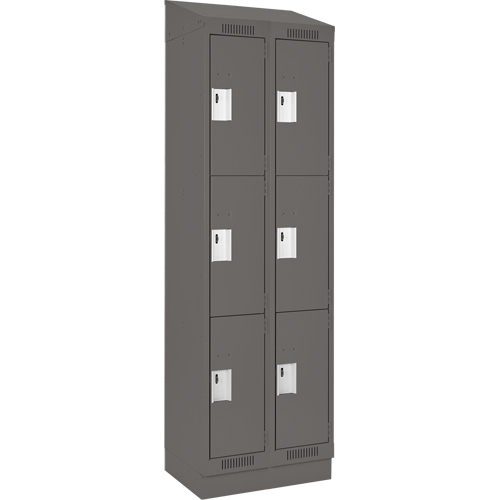 Clean Line Lockers, 3 -tier, Bank of 2, 24" x 18" x 82", Steel, Charcoal, Rivet (Assembled) WestPier