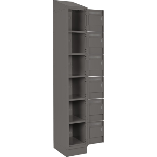 Clean Line Lockerette, 6 -tier, Bank of 3, 36" x 18" x 82", Steel, Charcoal, Rivet (Assembled) WestPier