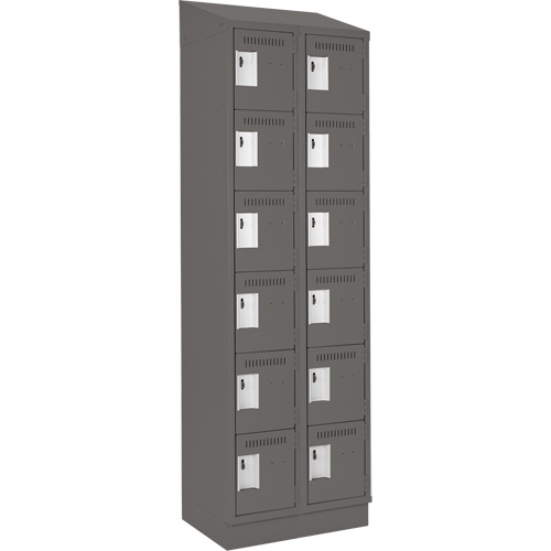 Clean Line Lockerette, 6 -tier, Bank of 2, 24" x 18" x 82", Steel, Charcoal, Rivet (Assembled) WestPier