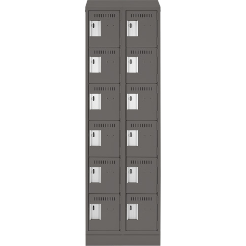 Clean Line Lockerette, 6 -tier, Bank of 2, 24" x 18" x 82", Steel, Charcoal, Rivet (Assembled) WestPier