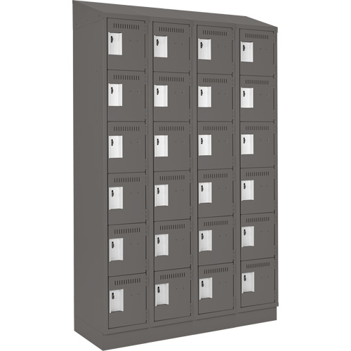 Clean Line Lockerette, 6 -tier, Bank of 4, 48" x 18" x 82", Steel, Charcoal, Rivet (Assembled) WestPier
