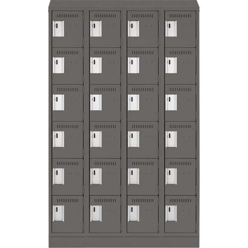 Clean Line Lockerette, 6 -tier, Bank of 4, 48" x 18" x 82", Steel, Charcoal, Rivet (Assembled) WestPier