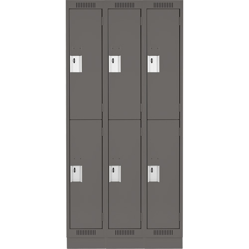 Clean Line Lockers, 2 -tier, Bank of 3, 36" x 18" x 76", Steel, Charcoal, Rivet (Assembled) WestPier