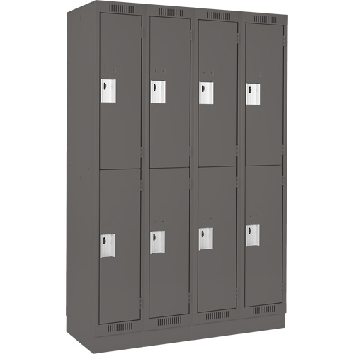 Clean Line Lockers, 2 -tier, Bank of 4, 48" x 18" x 76", Steel, Charcoal, Rivet (Assembled) WestPier