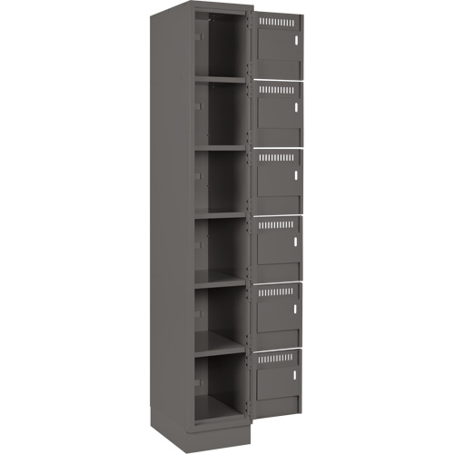 Clean Line Lockerette, 6 -tier, Bank of 4, 48" x 18" x 76", Steel, Charcoal, Rivet (Assembled) WestPier