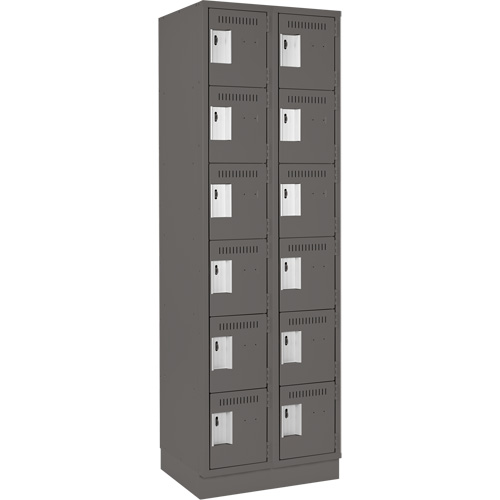 Clean Line Lockerette, 6 -tier, Bank of 2, 24" x 18" x 76", Steel, Charcoal, Rivet (Assembled) WestPier