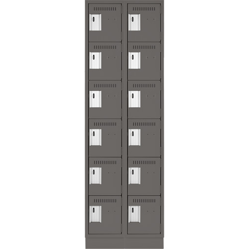 Clean Line Lockerette, 6 -tier, Bank of 2, 24" x 18" x 76", Steel, Charcoal, Rivet (Assembled) WestPier