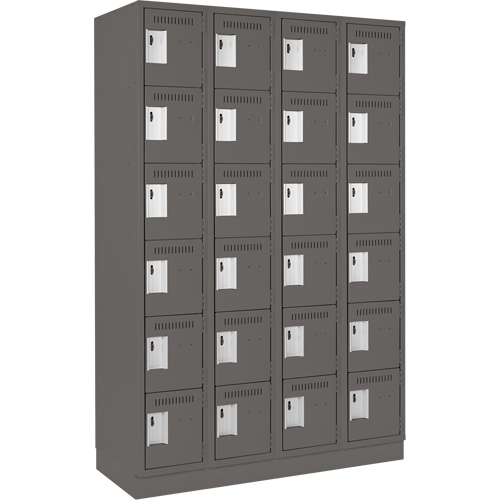 Clean Line Lockerette, 6 -tier, Bank of 4, 48" x 18" x 76", Steel, Charcoal, Rivet (Assembled) WestPier