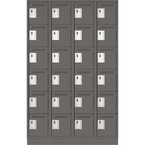 Clean Line Lockerette, 6 -tier, Bank of 4, 48" x 18" x 76", Steel, Charcoal, Rivet (Assembled) WestPier