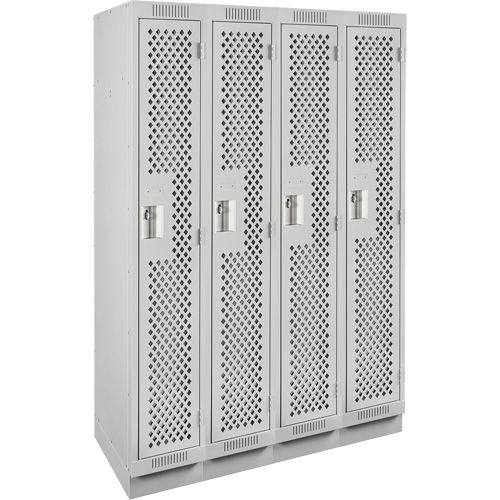 Clean Line Lockers, Bank of 4, 48" x 18" x 76", Steel, Grey, Rivet (Assembled), Perforated WestPier