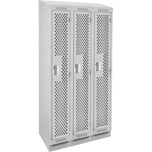 Clean Line Lockers, Bank of 3, 36" x 18" x 82", Steel, Grey, Rivet (Assembled), Perforated WestPier