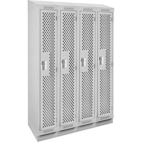 Clean Line Lockers, Bank of 4, 48" x 18" x 82", Steel, Grey, Rivet (Assembled), Perforated WestPier
