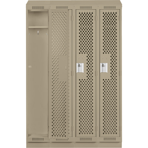 Clean Line Lockers, Bank of 4, 48" x 18" x 82", Steel, Grey, Rivet (Assembled), Perforated WestPier