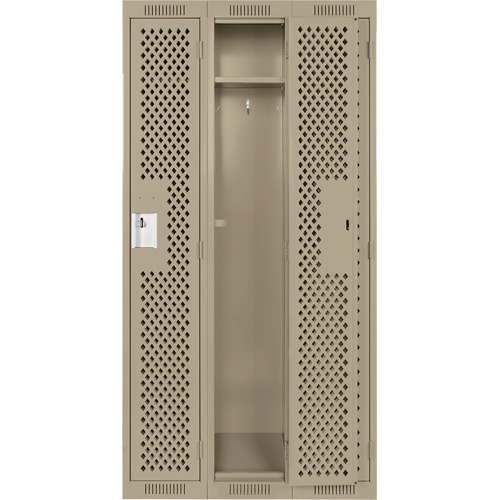 Clean Line Lockers, Bank of 3, 36" x 15" x 72", Steel, Beige, Rivet (Assembled), Perforated WestPier