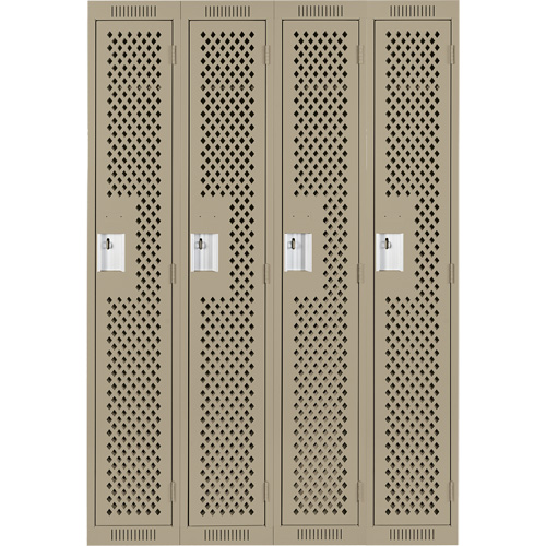Casiers Clean Line, Bloc de 4, 48" x 15" x 72", Acier, Beige, Rivet (assembl&eacute;), Perfor&eacute; WestPier