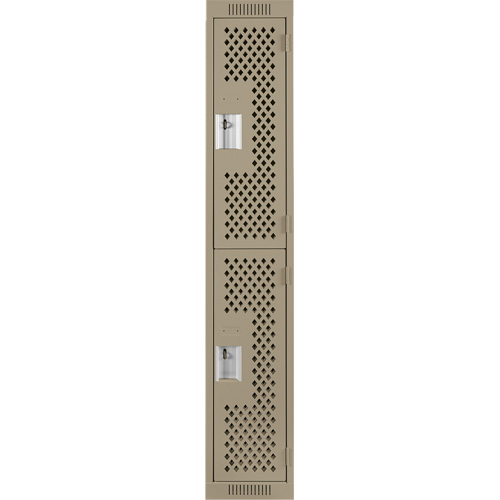 Clean Line Lockers, 2 -tier, 12" x 12" x 72", Steel, Beige, Rivet (Assembled), Perforated WestPier