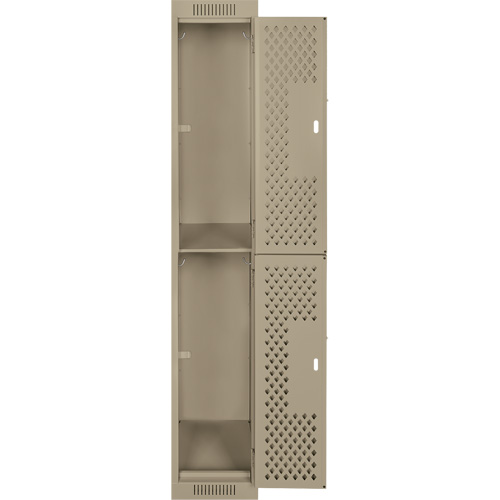 Clean Line Lockers, 2 -tier, 12" x 12" x 72", Steel, Beige, Rivet (Assembled), Perforated WestPier