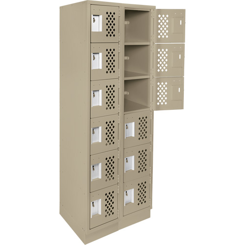 Assembled Lockerettes Clean Line Perforated Economy Lockers, 6 -tier, Bank of 2, 18" x 72" x 12", Steel WestPier