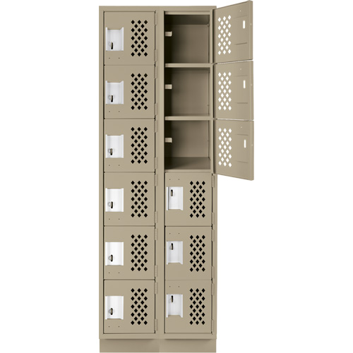 Assembled Lockerettes Clean Line Perforated Economy Lockers, 6 -tier, Bank of 2, 18" x 72" x 12", Steel WestPier