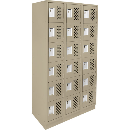 Assembled Lockerettes Clean Line Perforated Economy Lockers, 6 -tier, Bank of 3, 18" x 72" x 12", Steel WestPier