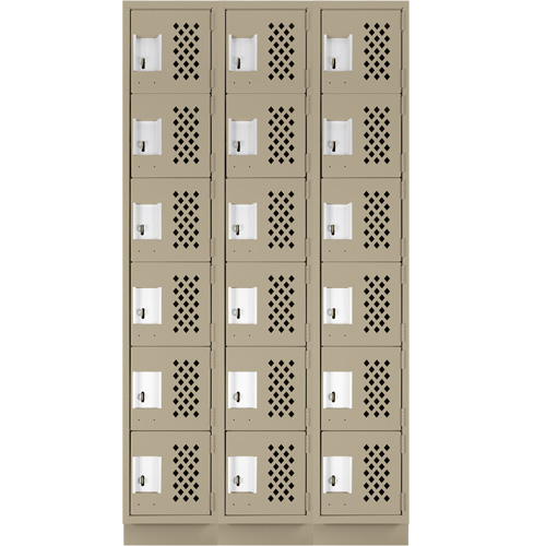 Assembled Lockerettes Clean Line Perforated Economy Lockers, 6 -tier, Bank of 3, 18" x 72" x 12", Steel WestPier