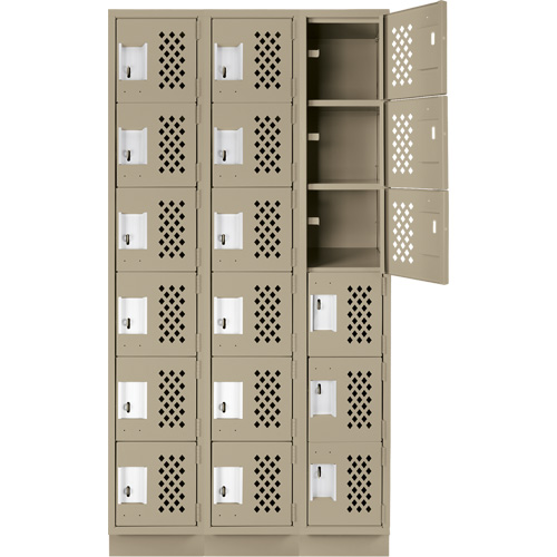 Assembled Lockerettes Clean Line Perforated Economy Lockers, 6 -tier, Bank of 3, 18" x 72" x 12", Steel WestPier
