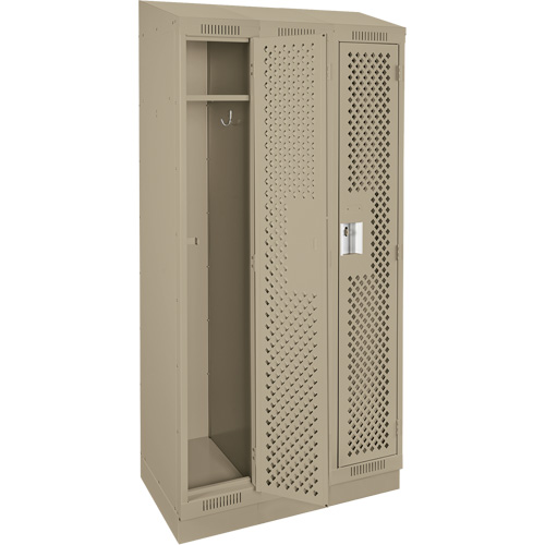 Clean Line Lockers, Bank of 3, 36" x 18" x 82", Steel, Beige, Rivet (Assembled), Perforated WestPier
