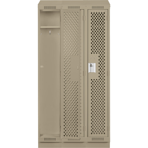 Clean Line Lockers, Bank of 3, 36" x 18" x 82", Steel, Beige, Rivet (Assembled), Perforated WestPier
