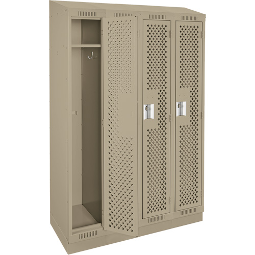 Clean Line Lockers, Bank of 4, 48" x 18" x 82", Steel, Beige, Rivet (Assembled), Perforated WestPier