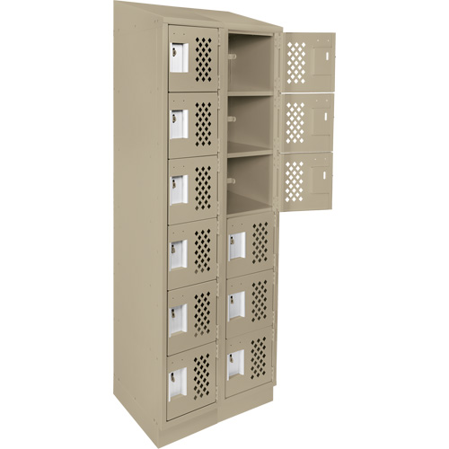 Assembled Lockerettes Clean Line Perforated Economy Lockers, 6 -tier, Bank of 2, 18" x 72" x 12", Steel WestPier