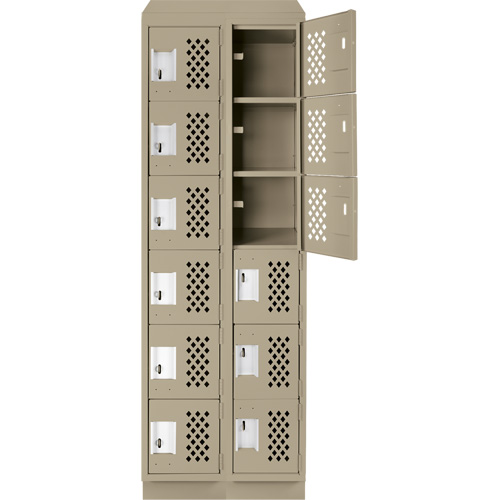 Assembled Lockerettes Clean Line Perforated Economy Lockers, 6 -tier, Bank of 2, 18" x 72" x 12", Steel WestPier