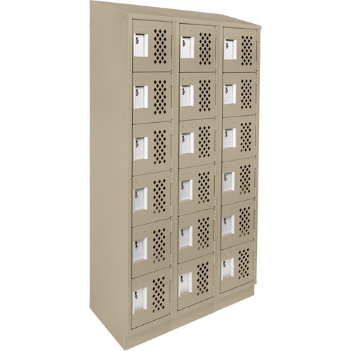 Assembled Lockerettes Clean Line Perforated Economy Lockers, 6 -tier, Bank of 3, 18" x 72" x 12", Steel WestPier