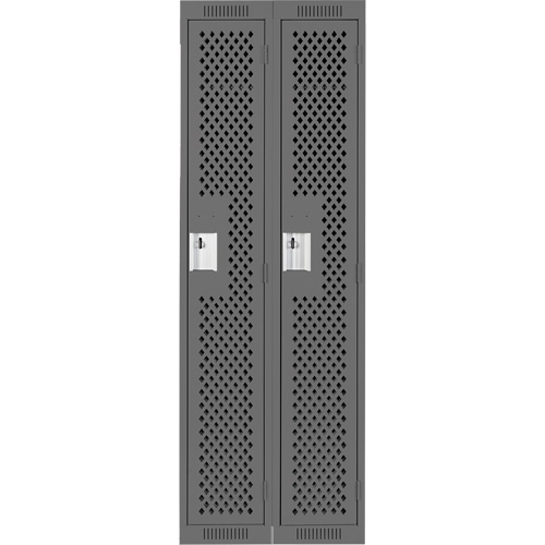 Clean Line Lockers, Bank of 2, 24" x 15" x 72", Steel, Charcoal, Rivet (Assembled), Perforated WestPier