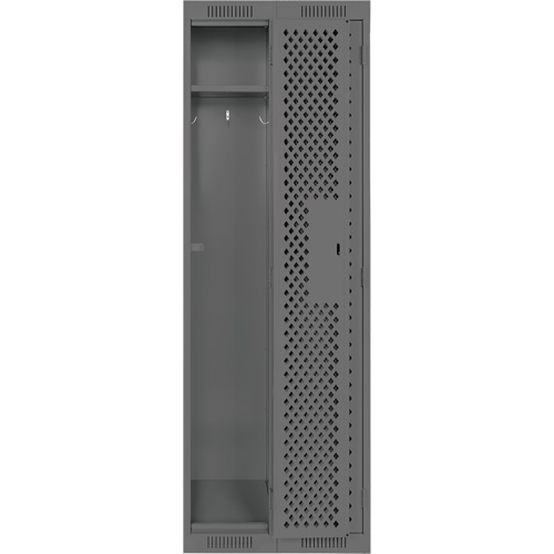 Clean Line Lockers, Bank of 2, 24" x 15" x 72", Steel, Charcoal, Rivet (Assembled), Perforated WestPier