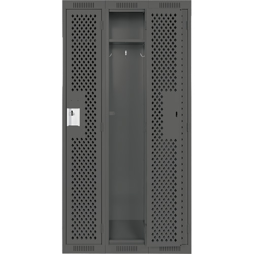 Clean Line Lockers, Bank of 3, 36" x 15" x 72", Steel, Charcoal, Rivet (Assembled), Perforated WestPier