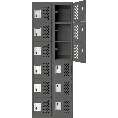 Assembled Lockerettes Clean Line Perforated Economy Lockers, 6 -tier, Bank of 2, 18" x 72" x 12", Steel WestPier
