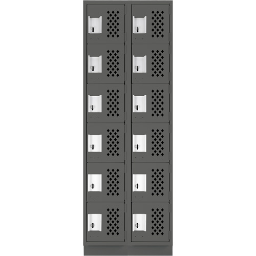 Assembled Lockerettes Clean Line Perforated Economy Lockers, 6 -tier, Bank of 2, 18" x 72" x 12", Steel WestPier